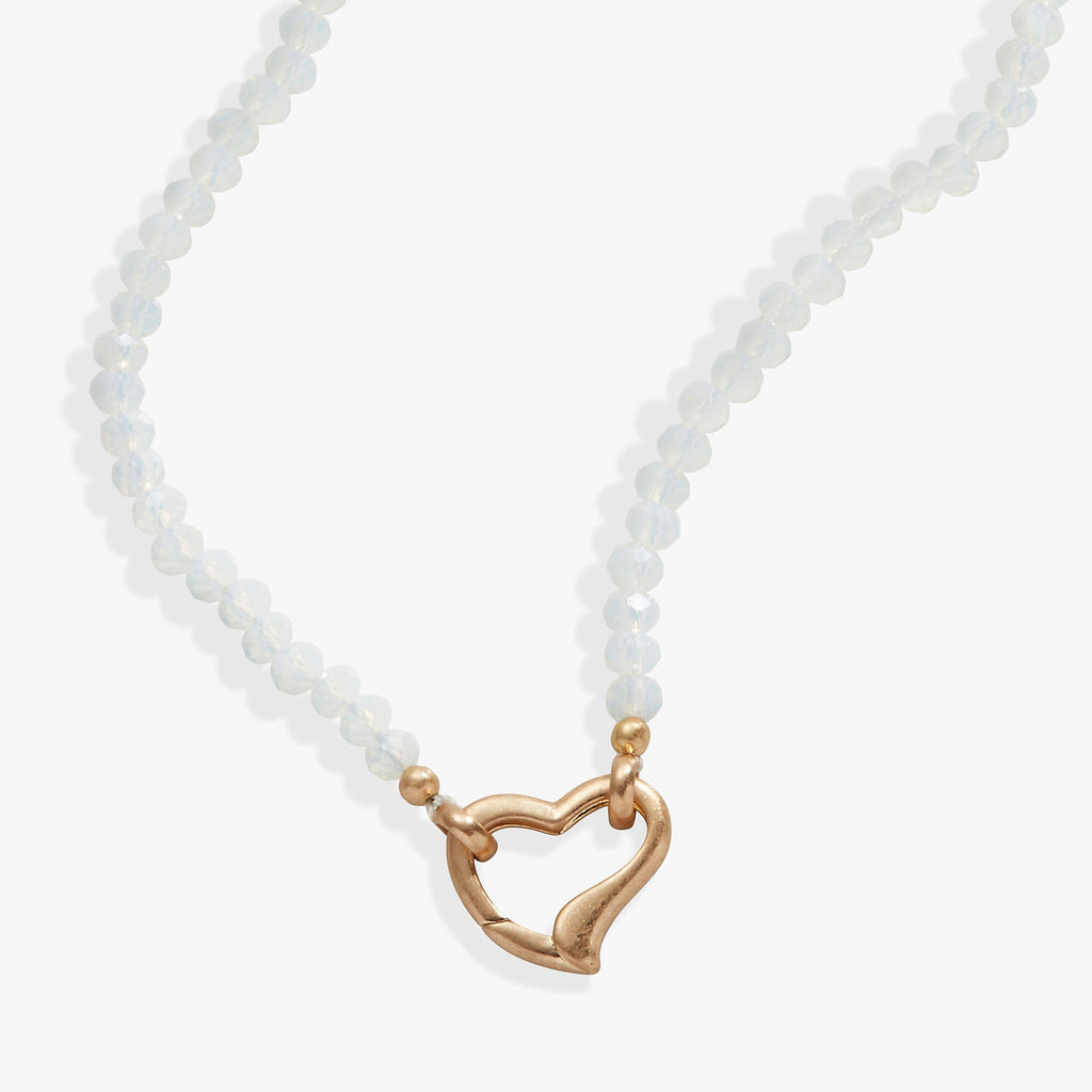 Moonstone Beaded Heart Clasp Necklace T-Shirts