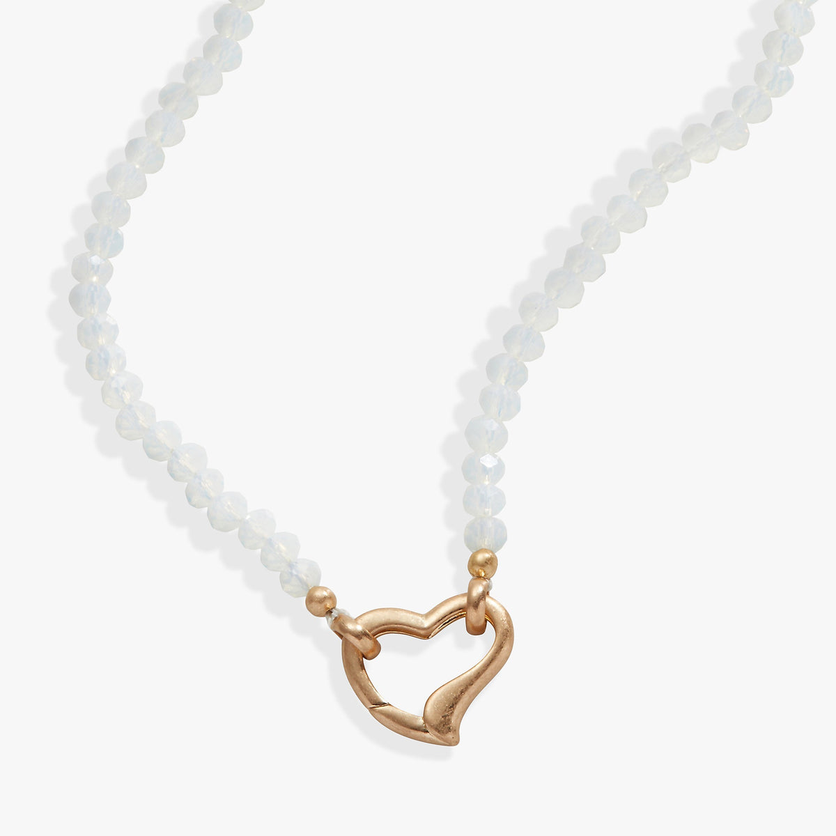 Moonstone Beaded Heart Clasp Necklace T-Shirts