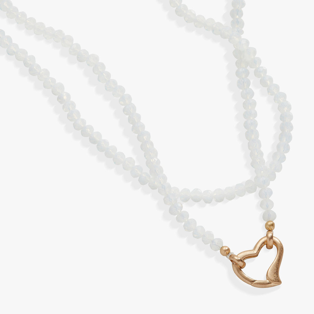 Moonstone Beaded Heart Clasp Necklace T-Shirts