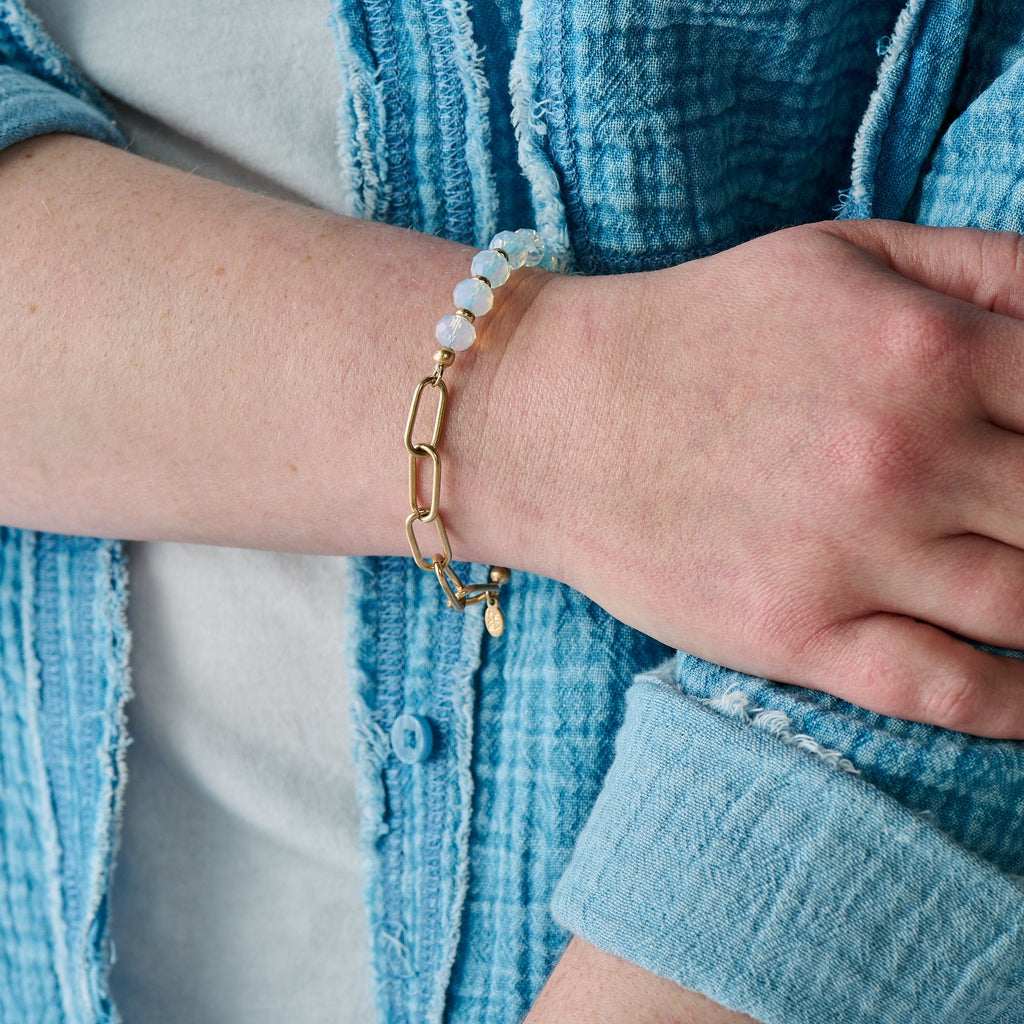 Moonstone Beaded Chain Stretch Bracelet T-Shirts