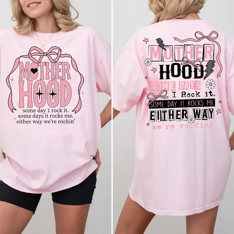 Motherhood Coquette Bow Shirt Retro Mother Hood Shirt Funny Mom Sarcastic Mama Shirt Shirt Blessed Mom Shirt T-Shirts