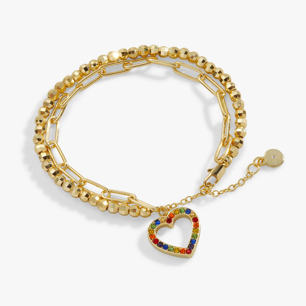 Multicolor Heart Double Layer Adjustable Bracelet T-Shirts