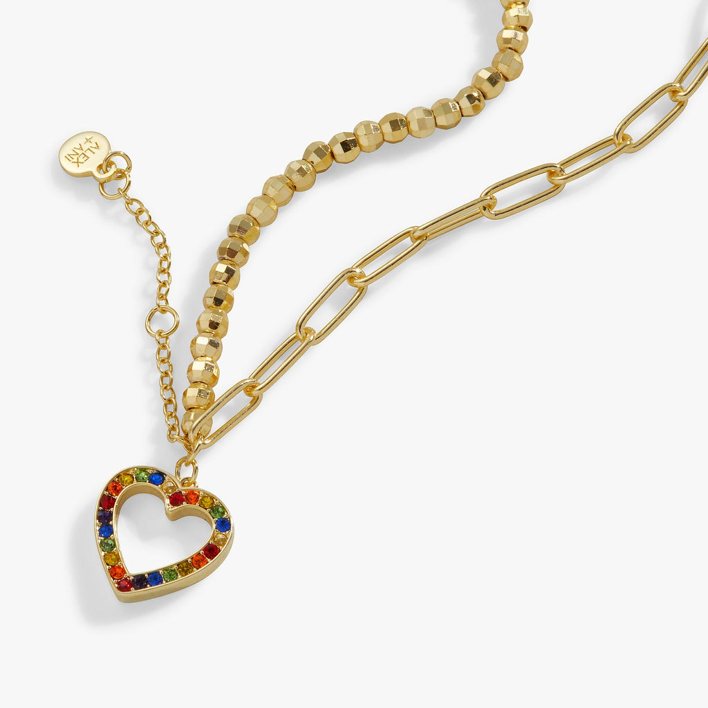 Multicolor Heart Double Layer Adjustable Bracelet T-Shirts
