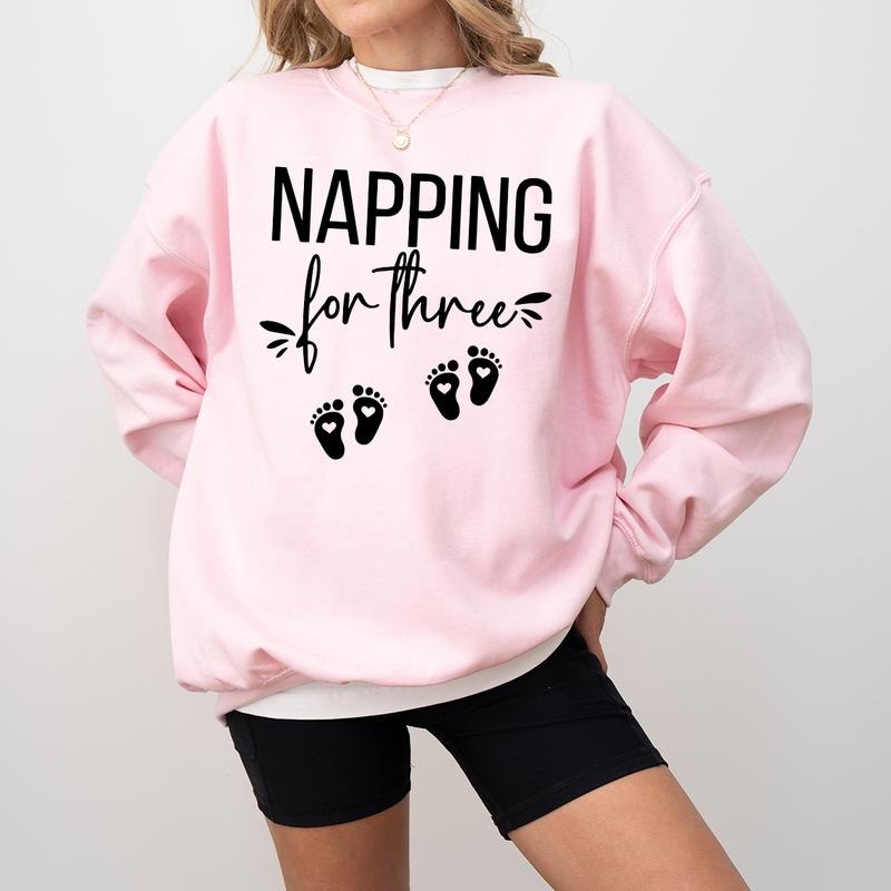 Napping Three Expecting Twins Pregnancy Reveal Pregnancy Announcement Expecting Mom Twin Baby Shower T-Shirts