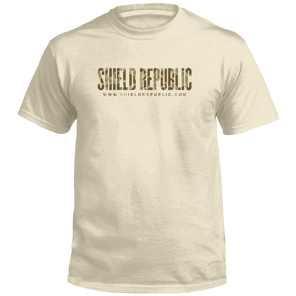 Shield Republic Duck Camo Banner Text (Front) T-Shirts
