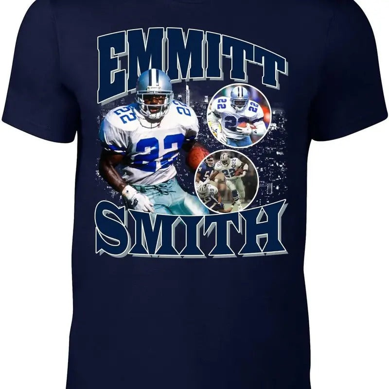 Navy Dallas Emmitt Smith Bootleg T-Shirts