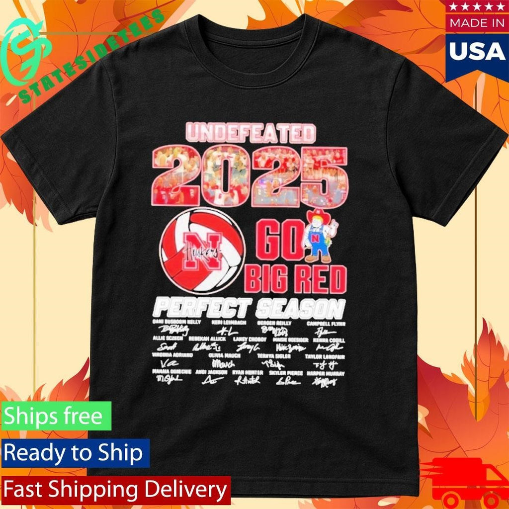 Nebraska Volleyball Undefeated 2025 Perfect Season Go Big Red Shirt Unisex , , , Long Sleeve Tee