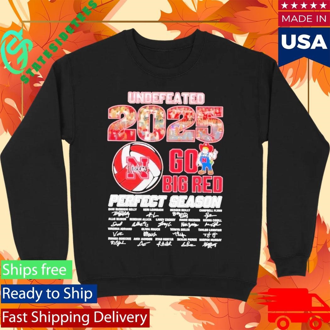 Nebraska Volleyball Undefeated 2025 Perfect Season Go Big Red Shirt Unisex , , , Long Sleeve Tee