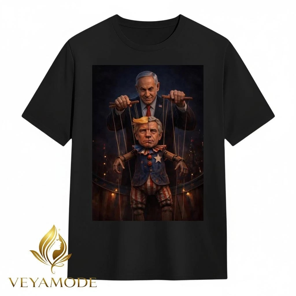 Netanyahu manipulates the puppets Trump and Jeffrey Epstein tee Unisex , , , Long Sleeve Tee