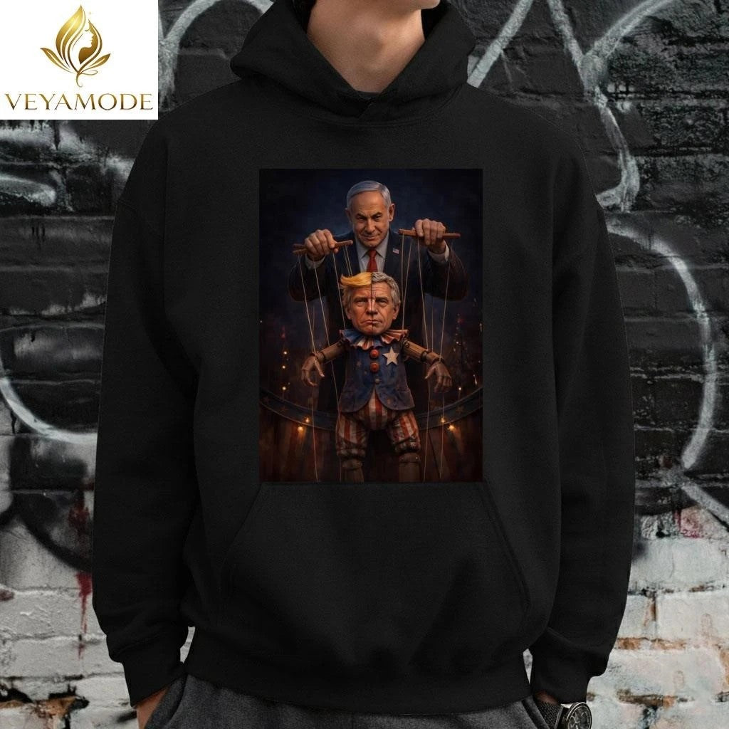 Netanyahu manipulates the puppets Trump and Jeffrey Epstein tee Unisex , , , Long Sleeve Tee