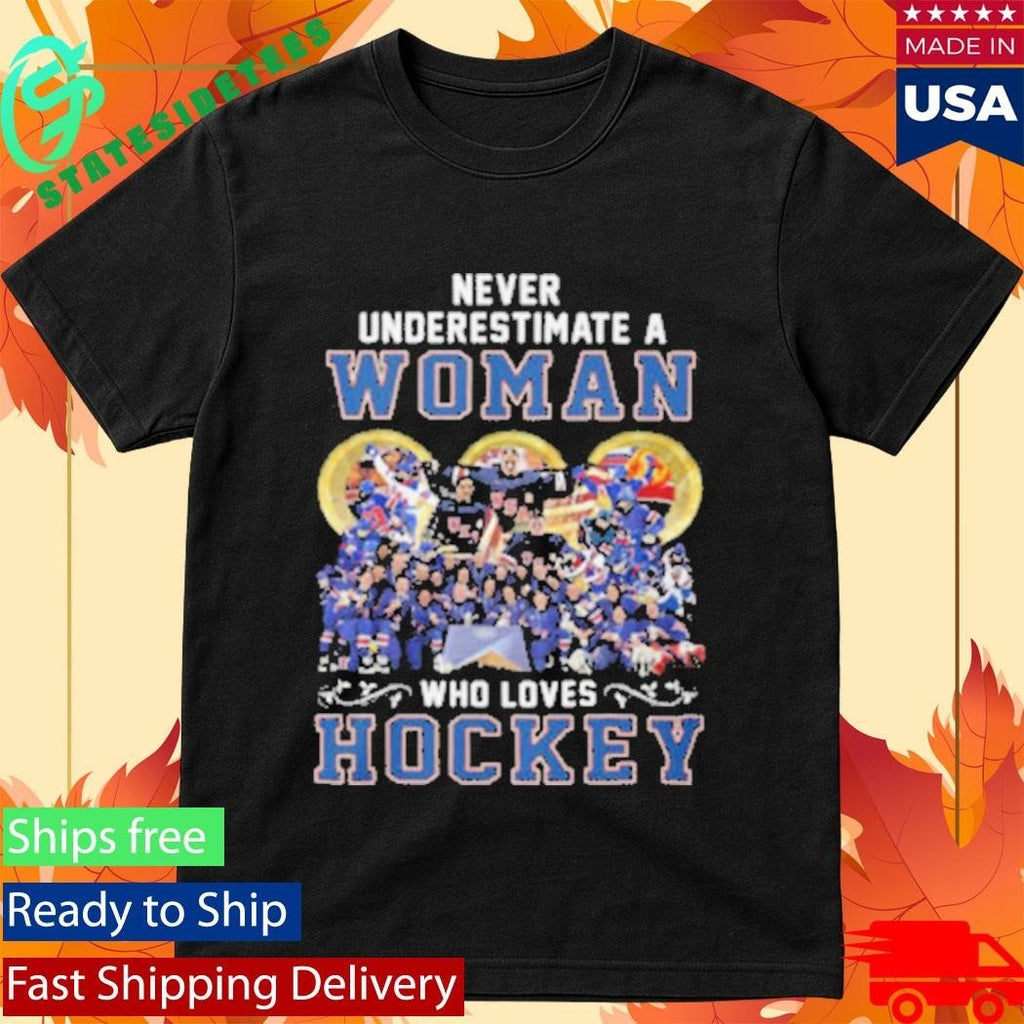 Never Underestimate A Woman Who Loves Hockey USA Team Shirt Unisex , , , Long Sleeve Tee