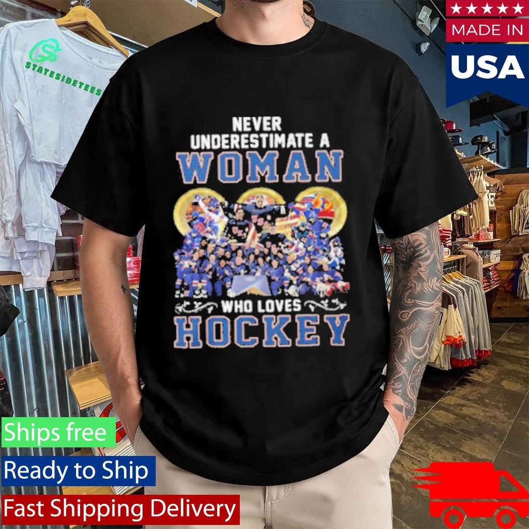 Never Underestimate A Woman Who Loves Hockey USA Team Shirt Unisex , , , Long Sleeve Tee