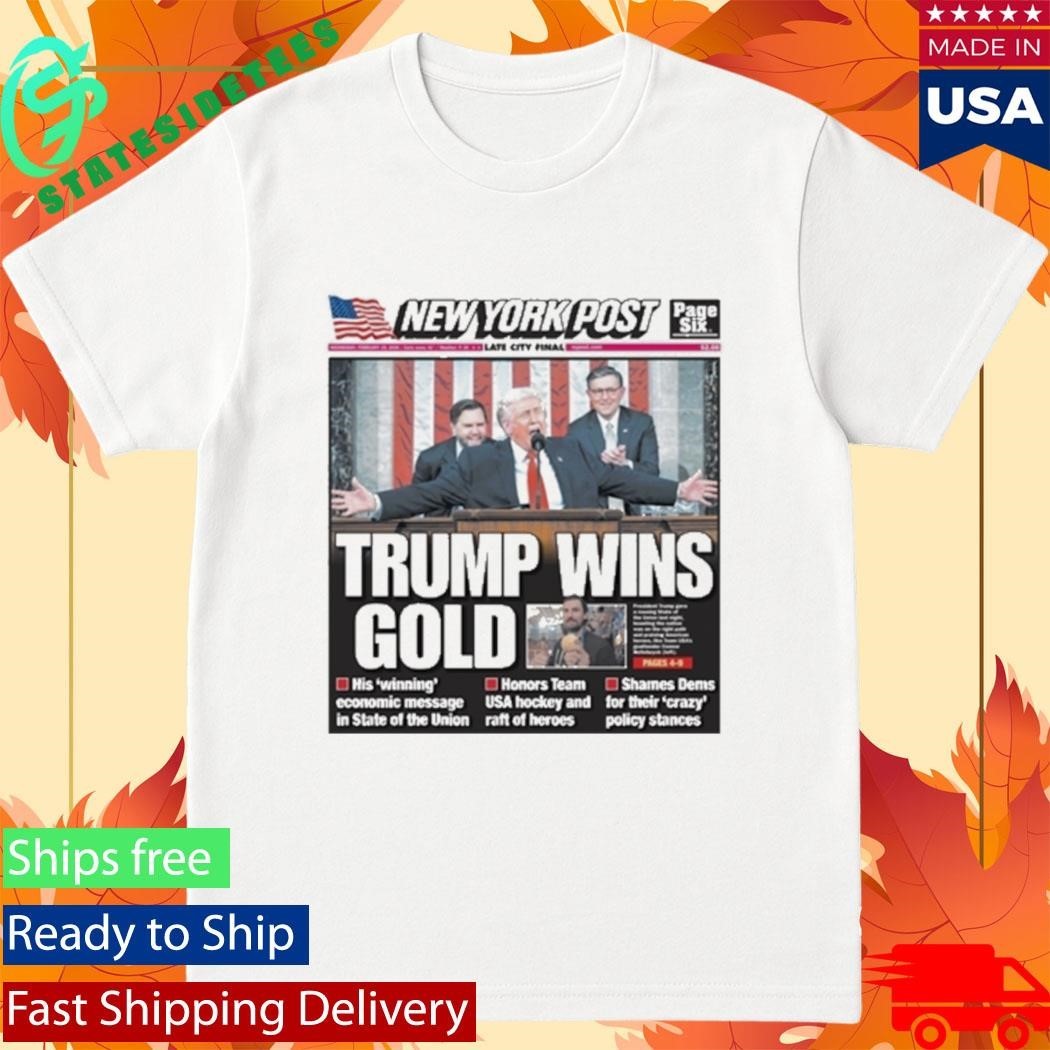 New York Post Trump Wins Gold Cover Shirt Unisex , , , Long Sleeve Tee