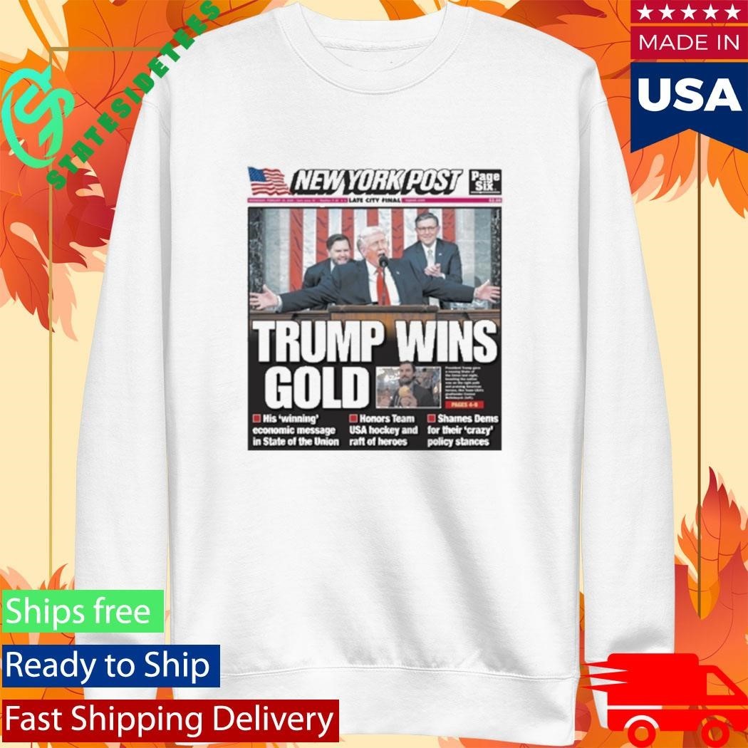 New York Post Trump Wins Gold Cover Shirt Unisex , , , Long Sleeve Tee