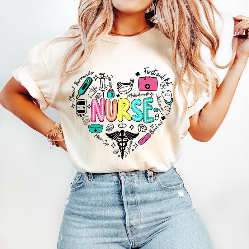 Nurse Nurse Life Nurse Stuff Shirt Cool Nurse Nurse Doodles Retro Nurse Shirt Heart T-Shirts