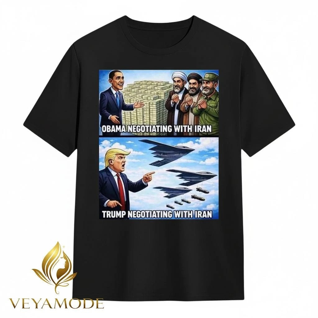 Obama negotiating with Iran Trump negotiating with Iran tee Unisex , , , Long Sleeve Tee