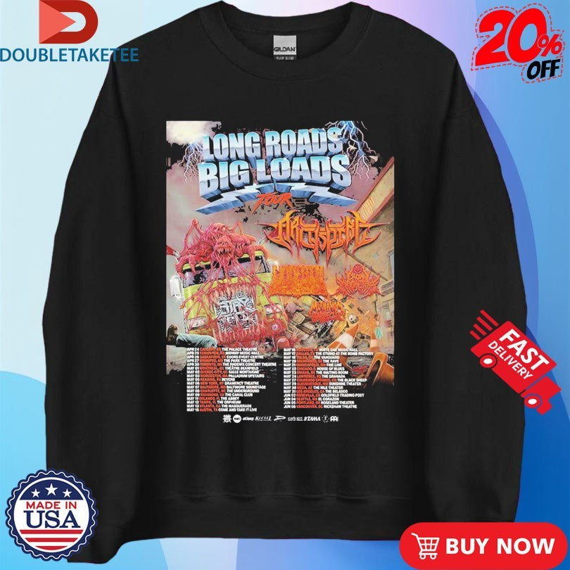 Official Archspire Long Roads Big Loads Tour 2026 Dates North American City Shirts Unisex , , , Long Sleeve Tee