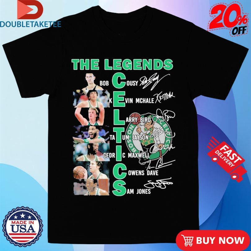 Official Bob Cousy Kevin Mchale Larry Bird Tatum Jayson Cedric Maxwell Cowens Dave Sam Jones Boston Celtics The Legends Signatures Shirts