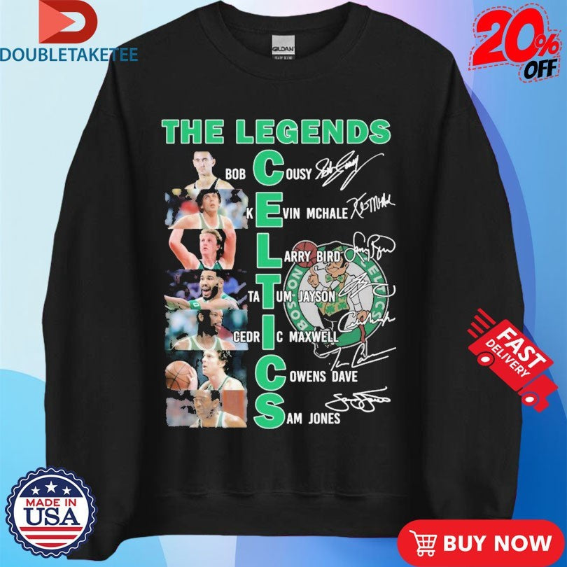 Official Bob Cousy Kevin Mchale Larry Bird Tatum Jayson Cedric Maxwell Cowens Dave Sam Jones Boston Celtics The Legends Signatures Shirts