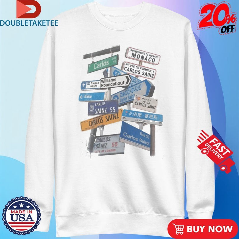 Official Carlos Sainz Jr. Signs Williams Roundabout F1 Shirts Unisex , , , Long Sleeve Tee