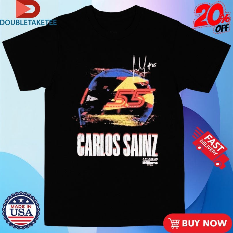 Official Carlos Sainz Kids Glitch Helmet Williams F1 Shirts Unisex , , , Long Sleeve Tee