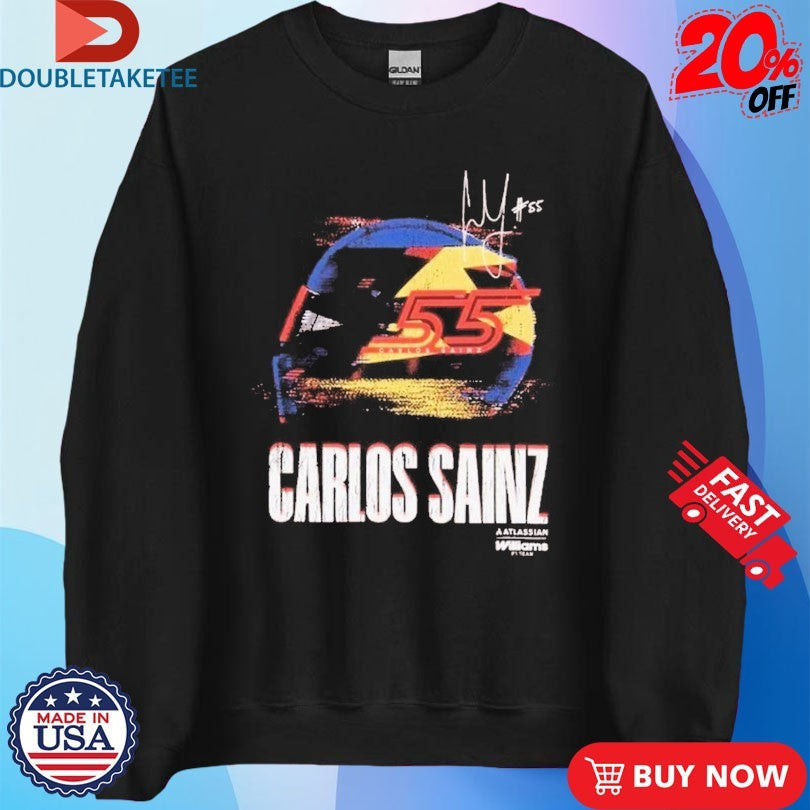 Official Carlos Sainz Kids Glitch Helmet Williams F1 Shirts Unisex , , , Long Sleeve Tee