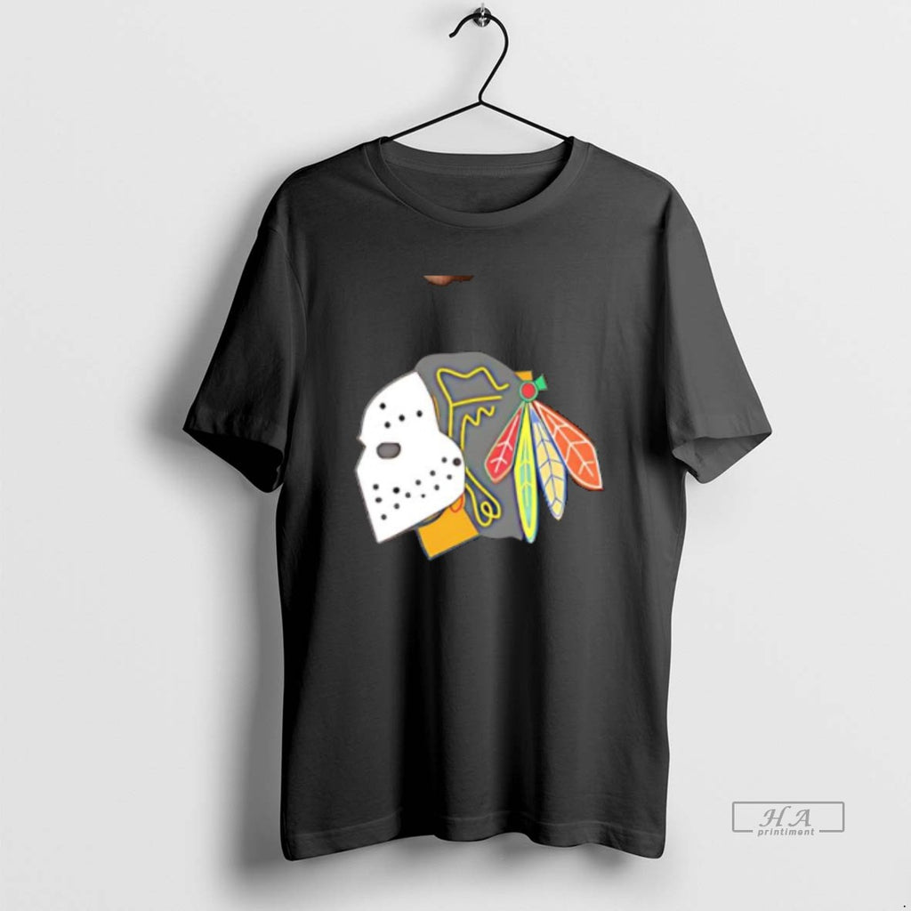 Official Chicago Blackhawks X Native American X Jason Voorhees Logo