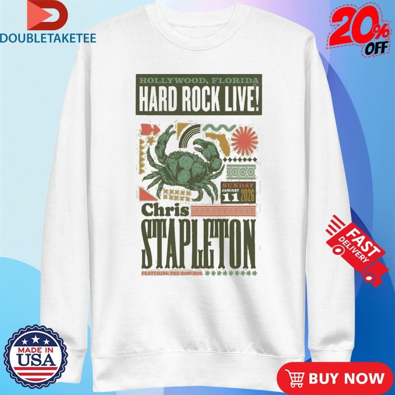 Official Chris Stapleton 1.10.2026 Hollywood FL Hard Rock Live Crab Shirts Unisex , , , Long Sleeve Tee