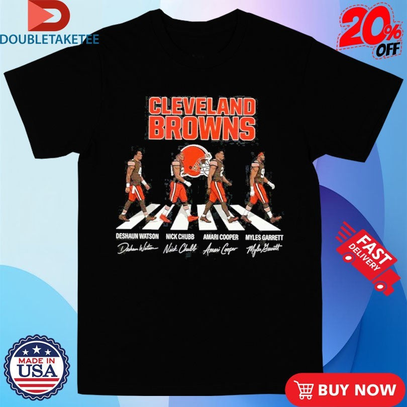 Official Cleveland Browns Deshaun Watson Nick Chubb And Amari Cooper Myles Garrett Abbey Road Signatures Shirts