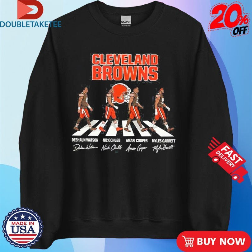 Official Cleveland Browns Deshaun Watson Nick Chubb And Amari Cooper Myles Garrett Abbey Road Signatures Shirts