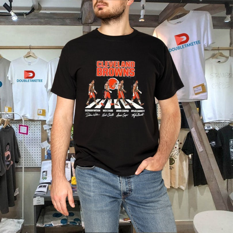 Official Cleveland Browns Deshaun Watson Nick Chubb And Amari Cooper Myles Garrett Abbey Road Signatures Shirts