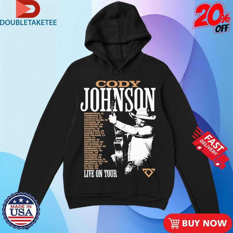 Official Cody Johnson Live On Tour 2026 Dates Photo Guitar Shirts Unisex , , , Long Sleeve Tee