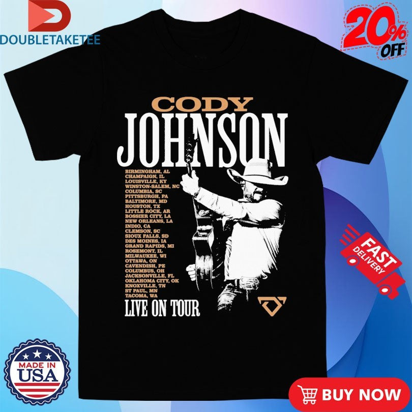 Official Cody Johnson Live On Tour 2026 Dates Photo Guitar Shirts Unisex , , , Long Sleeve Tee