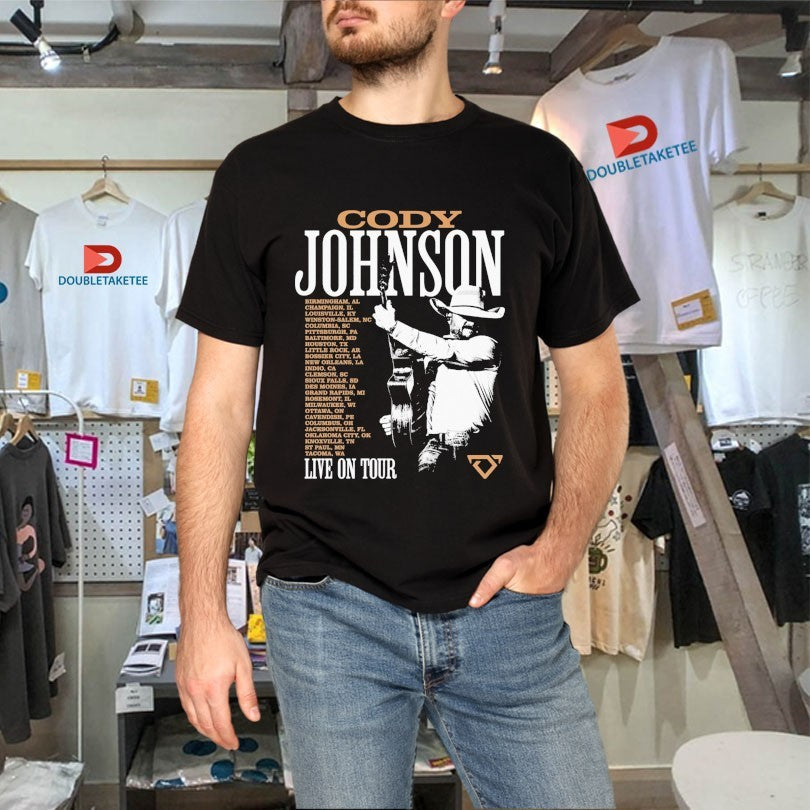 Official Cody Johnson Live On Tour 2026 Dates Photo Guitar Shirts Unisex , , , Long Sleeve Tee