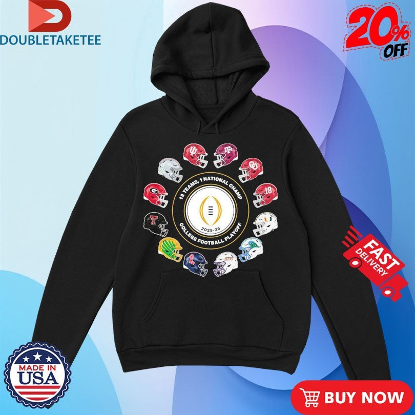 Official College Football Playoff 2026 12 Teams Playoff Helmets Shirts Unisex , , , Long Sleeve Tee