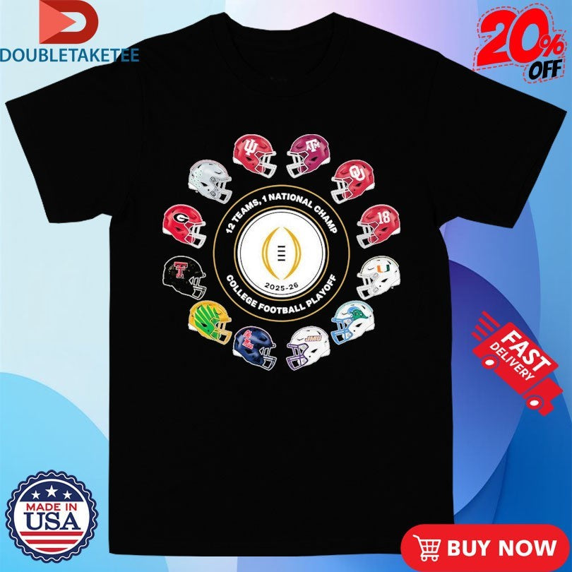 Official College Football Playoff 2026 12 Teams Playoff Helmets Shirts Unisex , , , Long Sleeve Tee