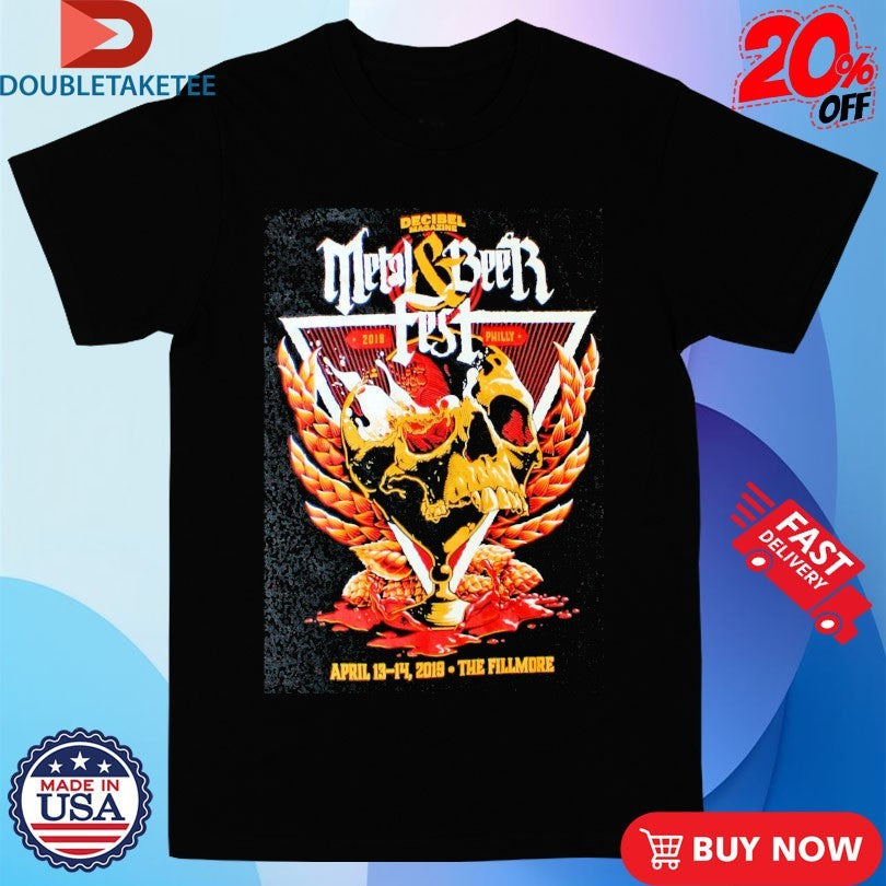 Official Decibel Magazine 2019 Metal &amp; Beer Fest Philly The Fillmore Skull Shirts Unisex , , , Long Sleeve Tee