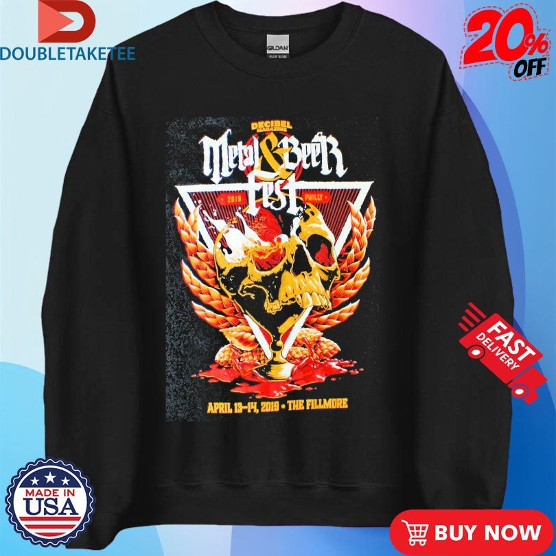 Official Decibel Magazine 2019 Metal &amp; Beer Fest Philly The Fillmore Skull Shirts Unisex , , , Long Sleeve Tee