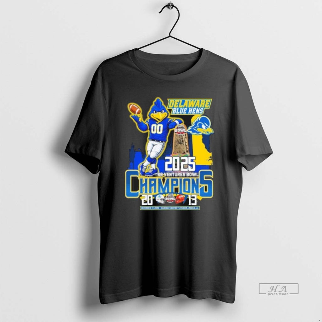 Official Delaware Blue Hens Mascot 2025 68 Ventures Bowl Champions Score