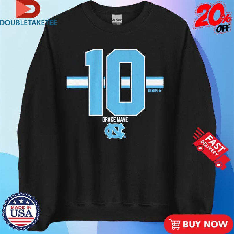 Official Drake Maye 10 Stripe UNC Football North Carolina Tar Heels Shirts Unisex , , , Long Sleeve Tee