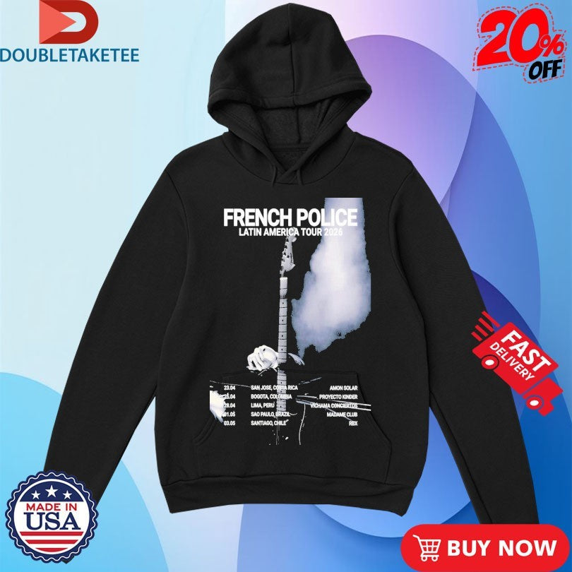 Official French Police Latin America Tour 2026 Dates Guitar Shirts Unisex , , , Long Sleeve Tee