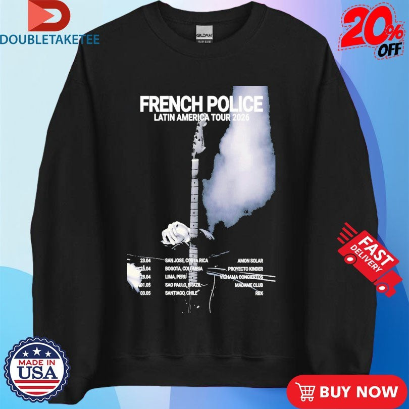Official French Police Latin America Tour 2026 Dates Guitar Shirts Unisex , , , Long Sleeve Tee