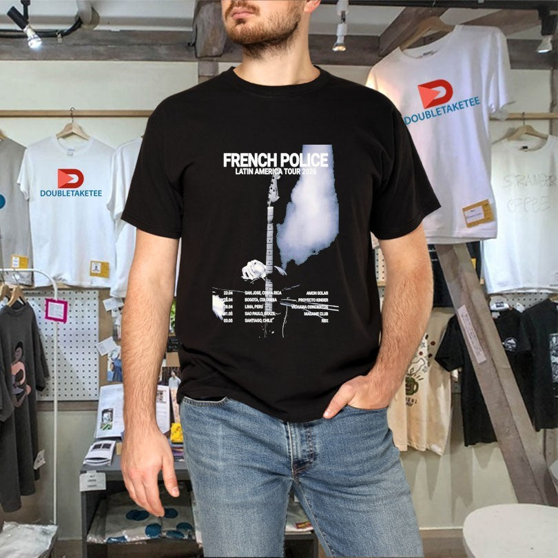Official French Police Latin America Tour 2026 Dates Guitar Shirts Unisex , , , Long Sleeve Tee
