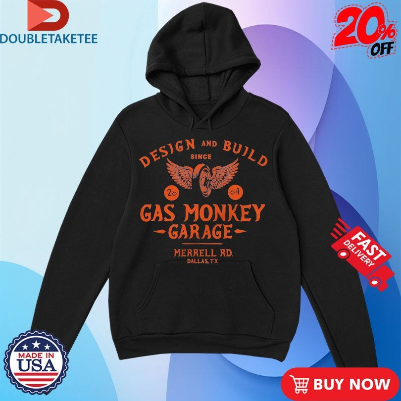 Official Gas Monkey Garage Design And Build Merrell RD Dallas TX Flying Monkey Shirts Unisex , , , Long Sleeve Tee