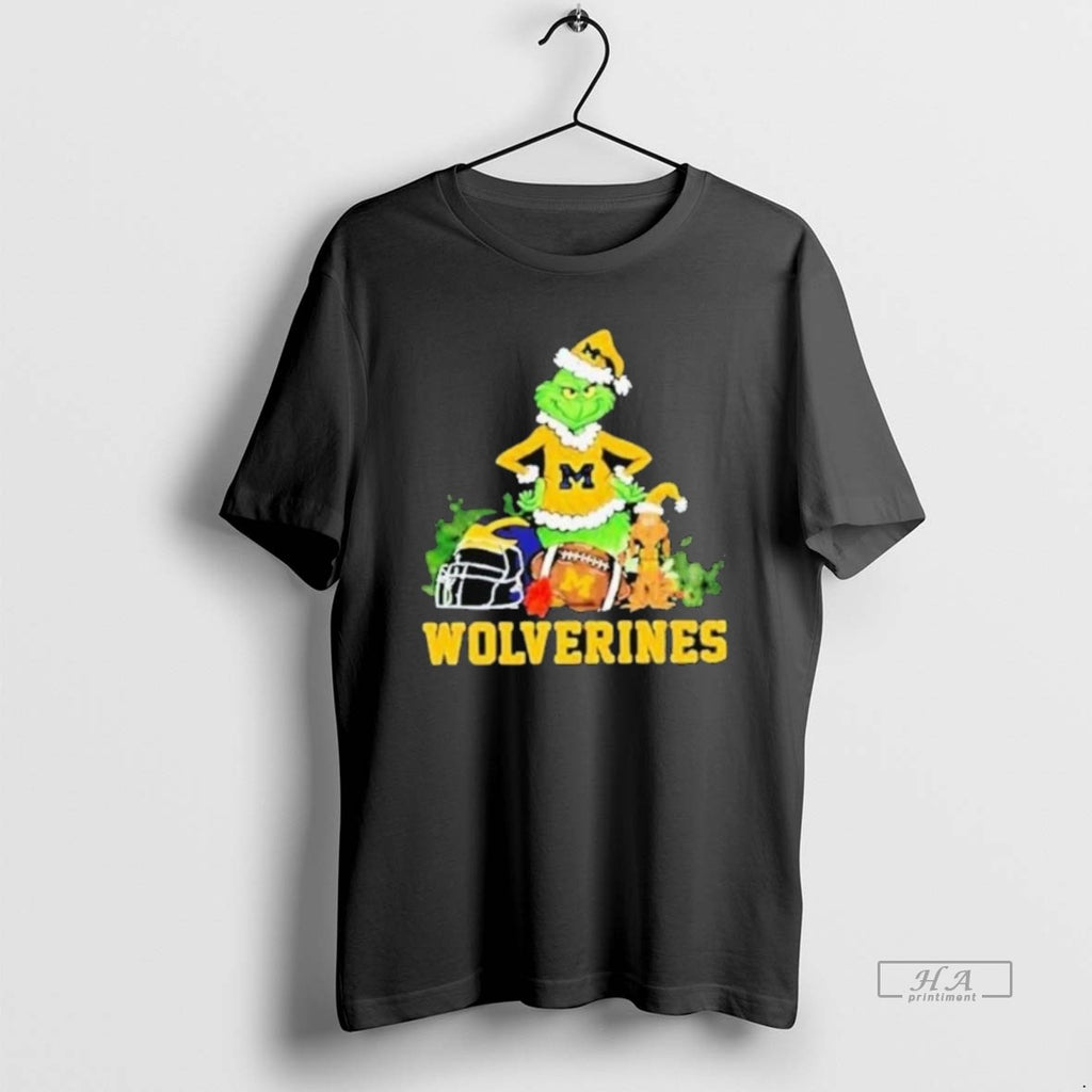 Official Grinch And Dog Michigan Wolverines Football Christmas 2025 Shirts
