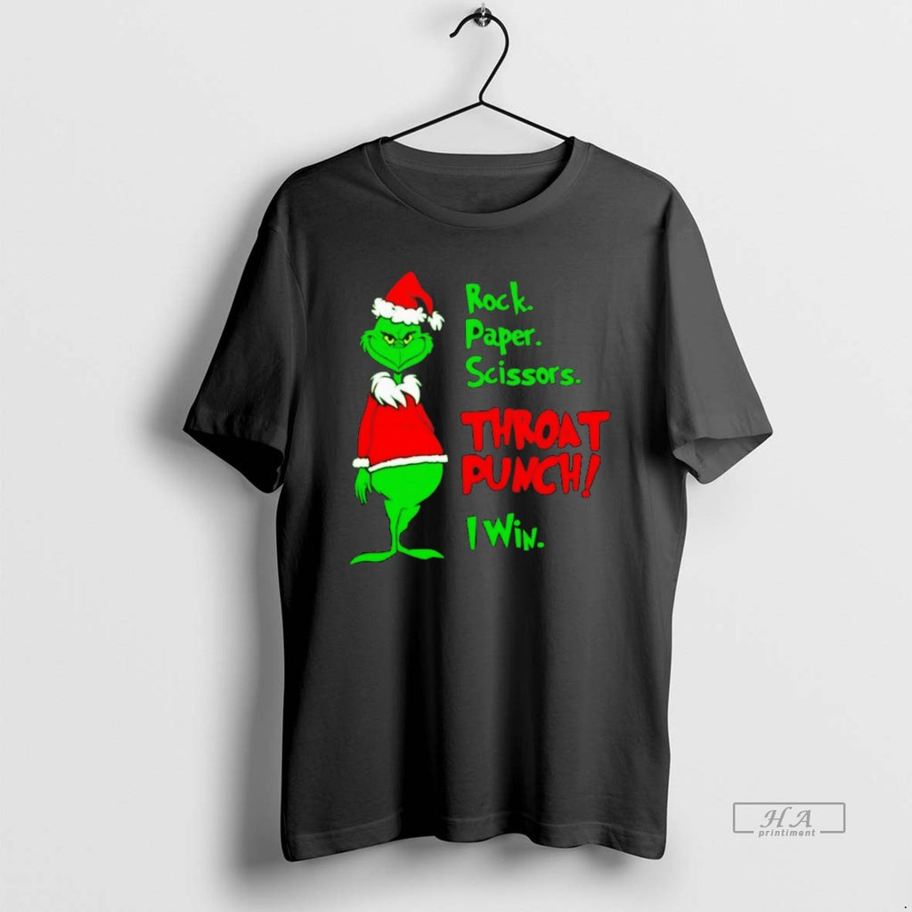Official Grinch Rock Paper Scissors Throat Punch I Win Christmas
