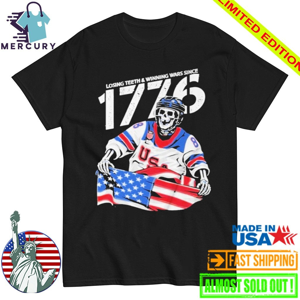 Jack Hughes Losing Teeth Winning Wars Since 1776 American Flag Shirt