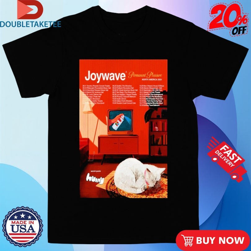 Official Joywave Permanent Pleasure North America 2024 Tour Dates Cat Shirts Unisex , , , Long Sleeve Tee