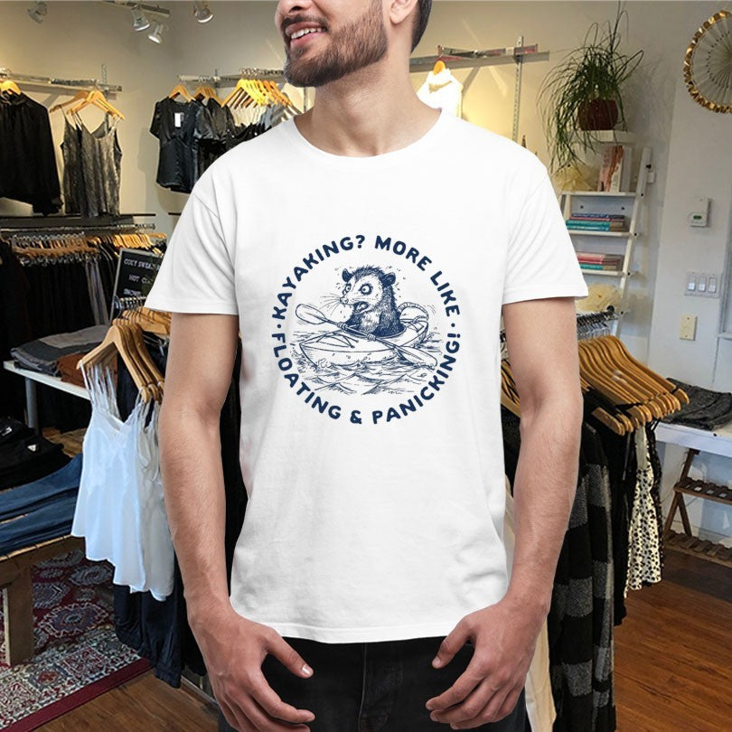 Official Kayaking More Like Floating And Panicking Opossum Shirts Unisex , , , Long Sleeve Tee