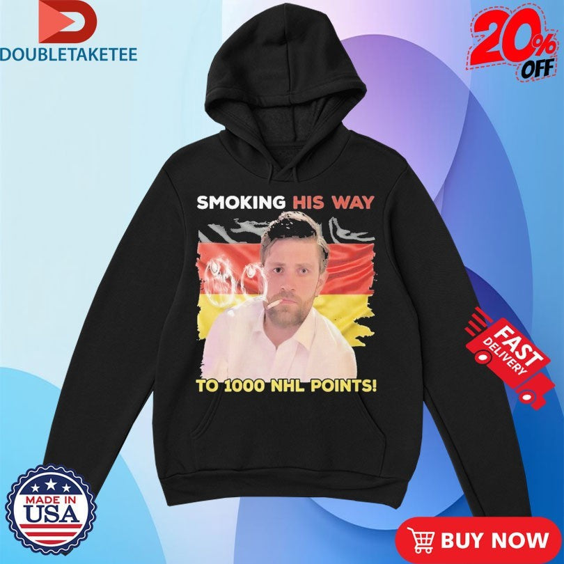 Official Leon Draisaitl Smoking His Way To 1000 NHL Points Edmonton Oilers Shirts Unisex , , , Long Sleeve Tee
